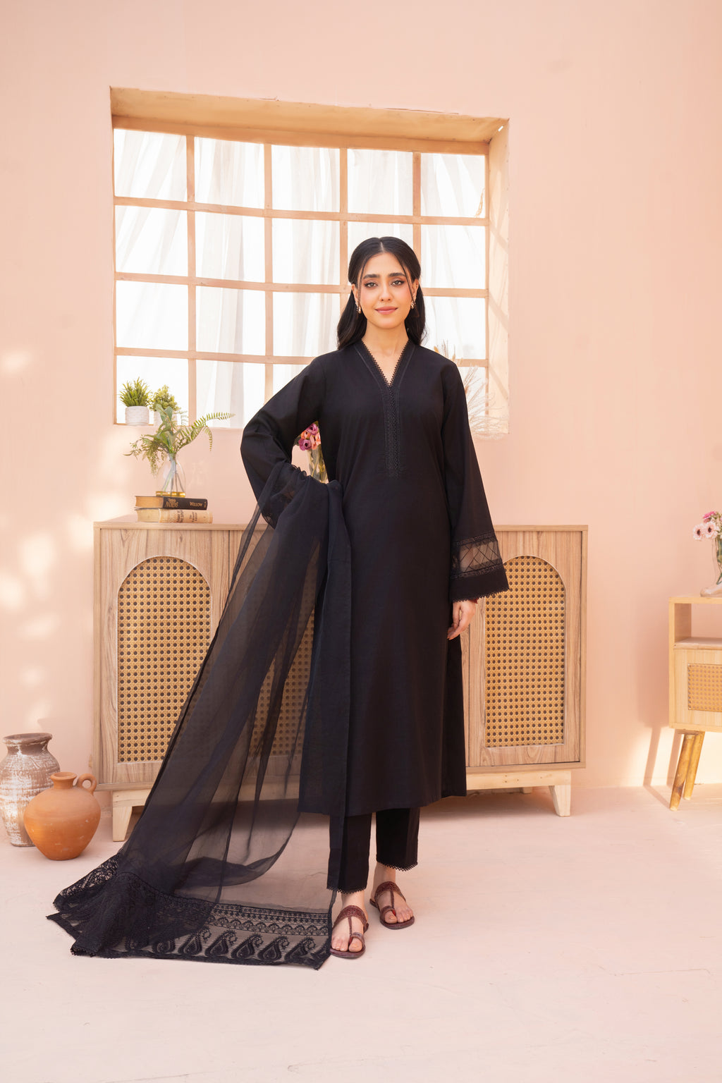 Onyx Embroidered Cotton 2-Pc Suit (30% OFF)