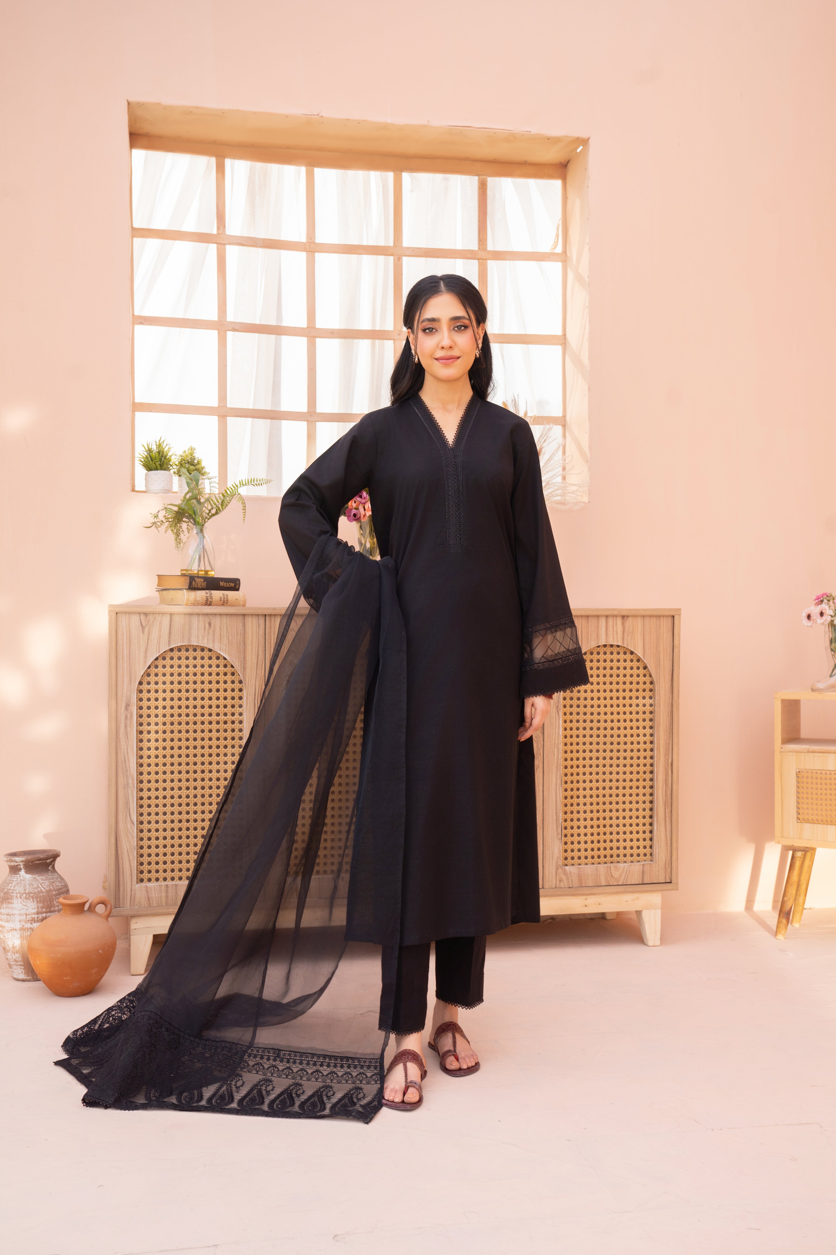 Onyx Embroidered Cotton 2-Pc Suit (30% OFF)
